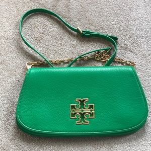 Tory Burch court green - "Britten" clutch/cross body
